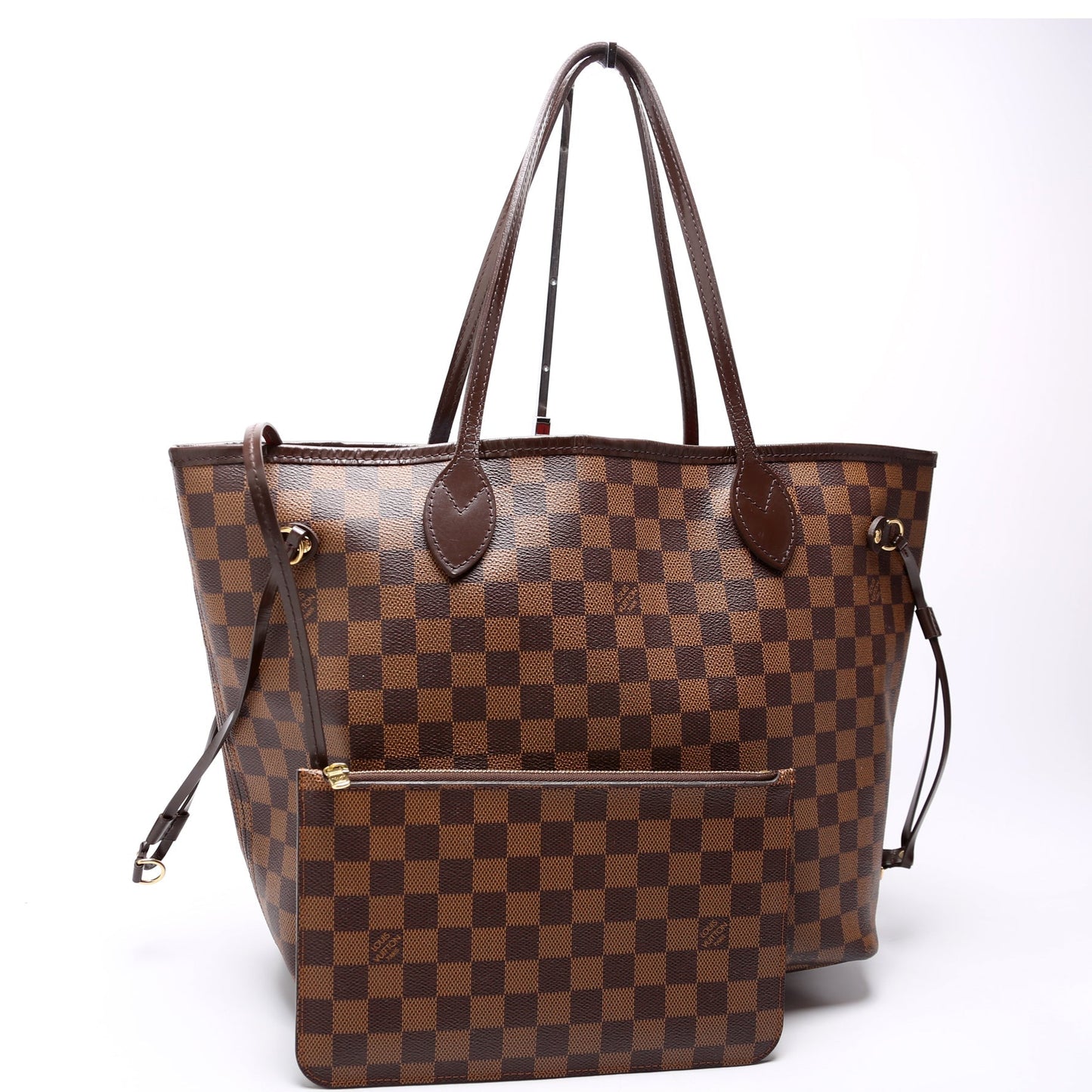 Louis Vuitton Neverfull W/Wallet MM Damier Ebene Red