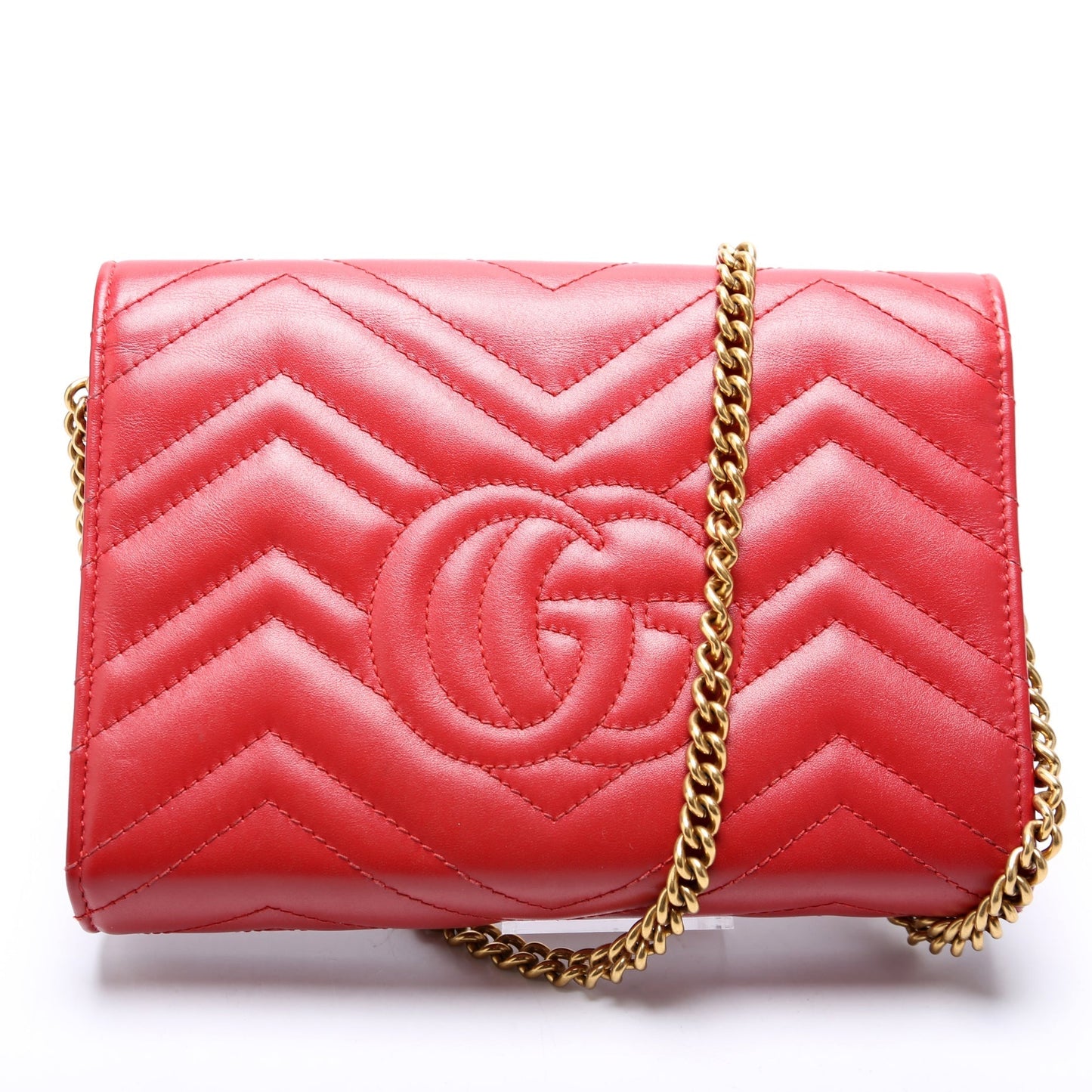 Gucci 474575 Marmont Chain Wallet Red Bag