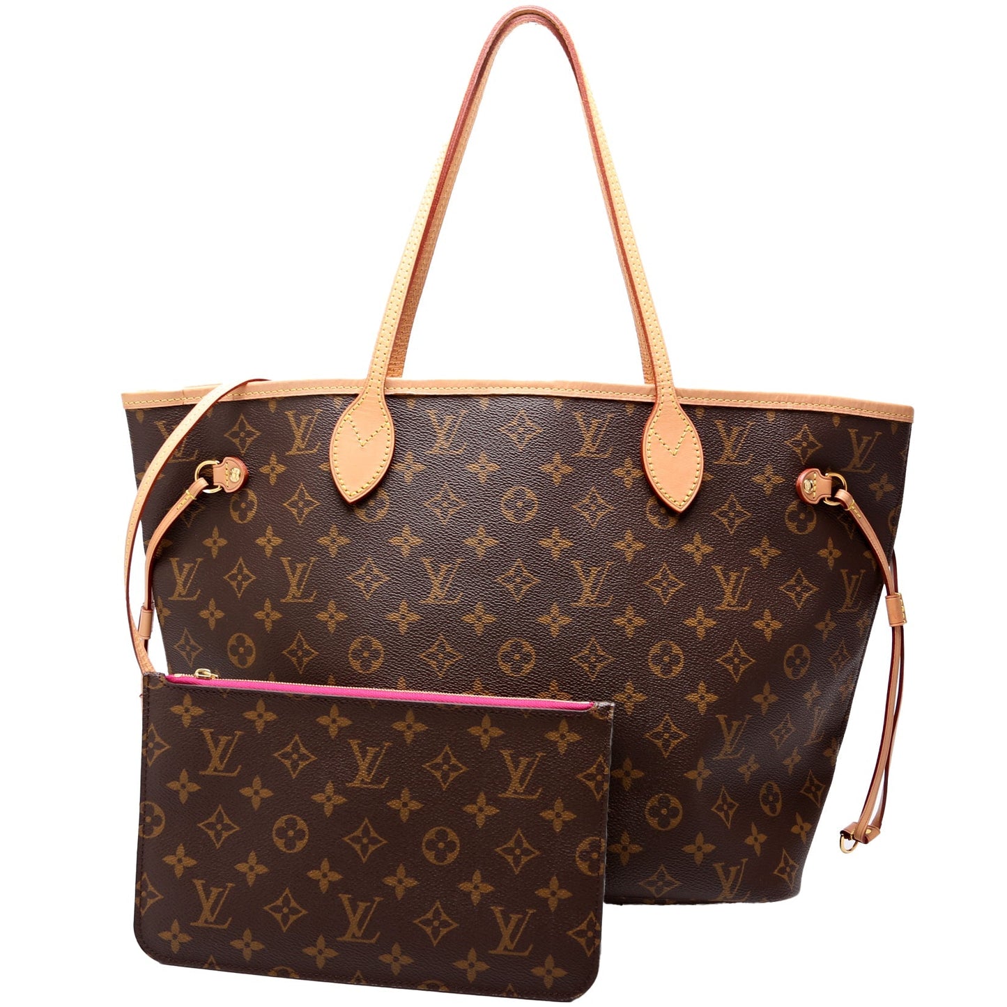 Louis Vuitton Neverfull W/Wallet MM Monogram Pink