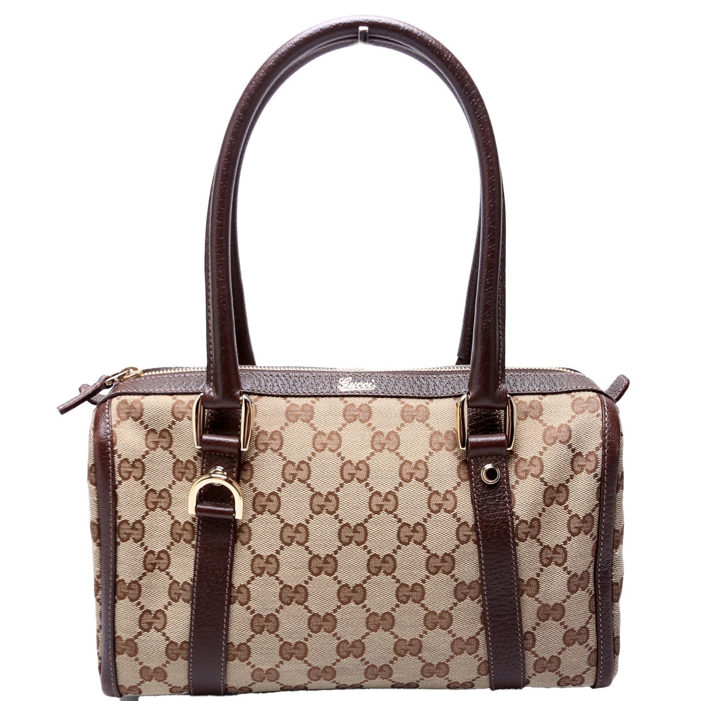 Gucci 130942 GG Canvas Small Abbey Boston Brown Bag