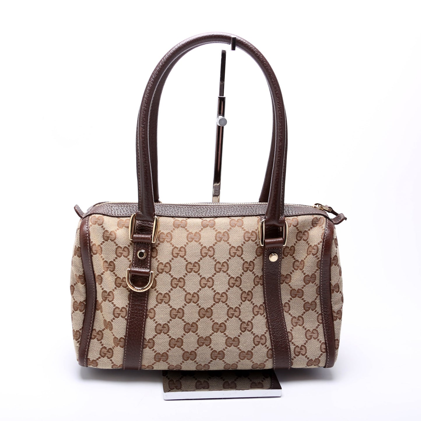 Gucci 130942 GG Canvas Small Abbey Boston Brown Bag