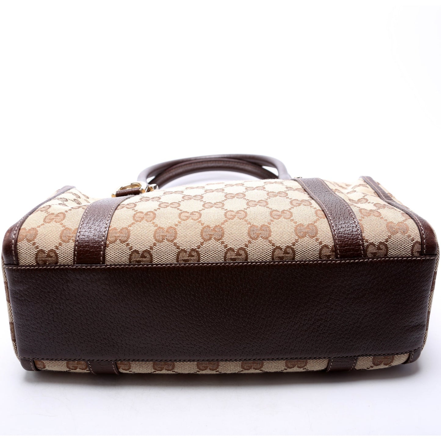 Gucci 130942 GG Canvas Small Abbey Boston Brown Bag