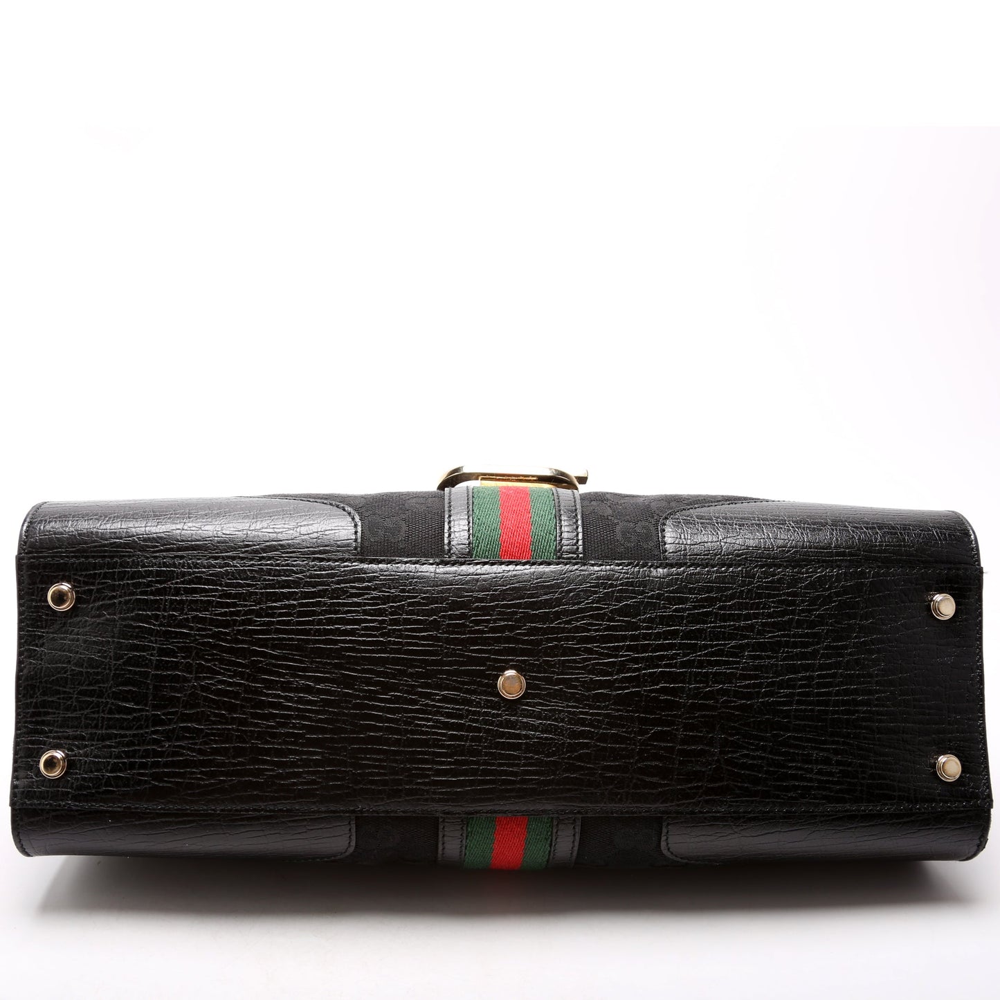 Gucci 130995 GG Canvas Web Junco Shoulder Black Bag