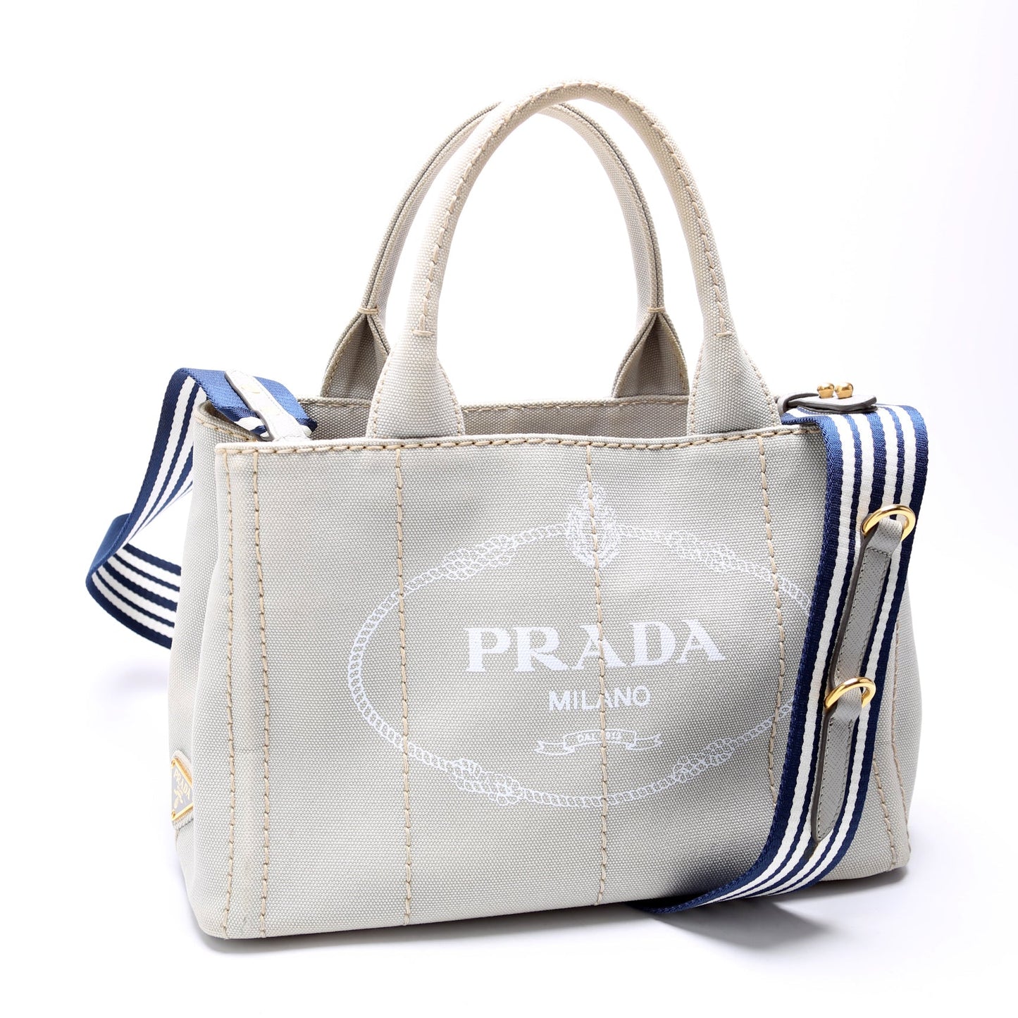 Prada Canapa Canvas Small Tote Grey Bag