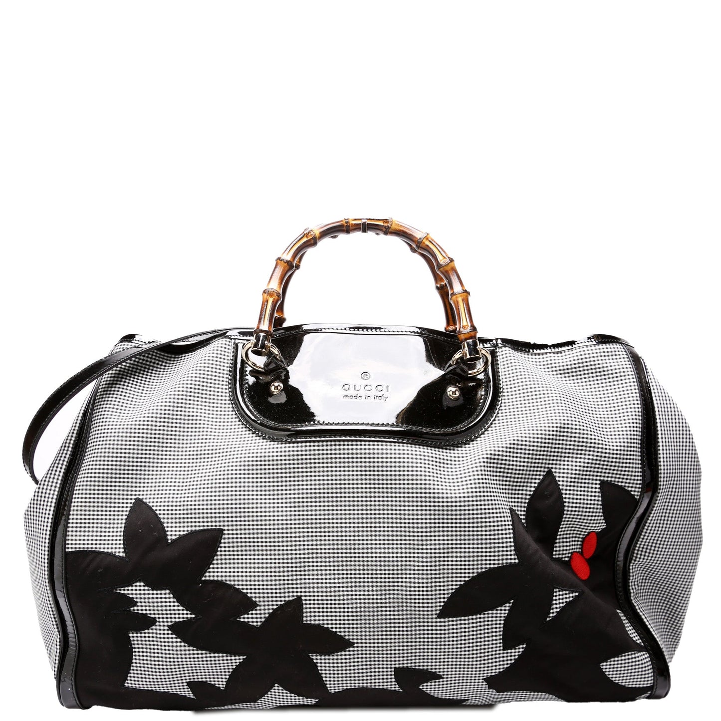 Gucci 191066 Bamboo Gingham Canvas Extra Large Shopper Tote Bag