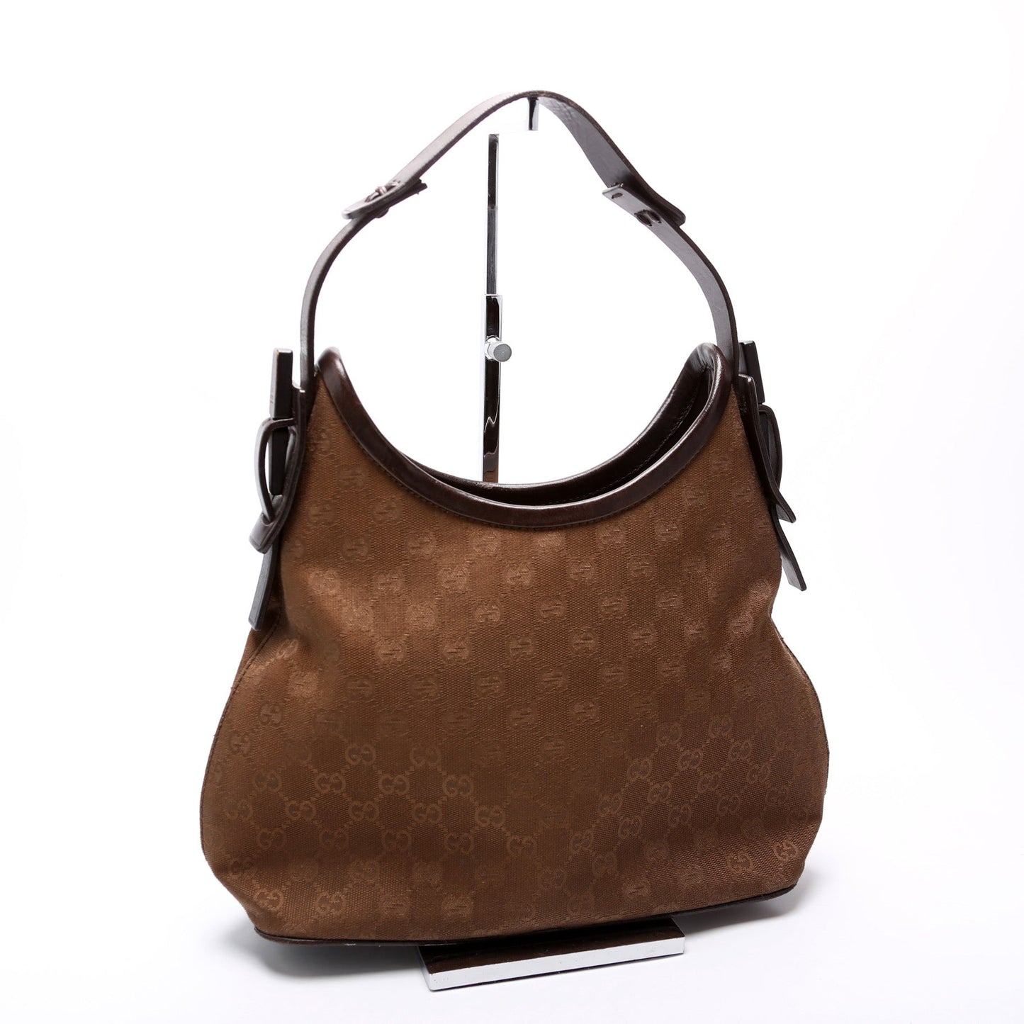Gucci 107752 GG Canvas Small Hobo Brown Bag
