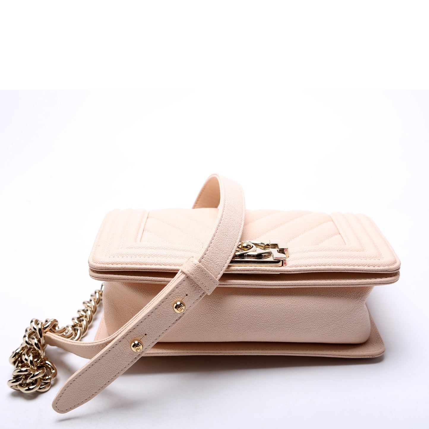 Chanel Boy Flap Small Chevron Caviar 30M Pink Bag