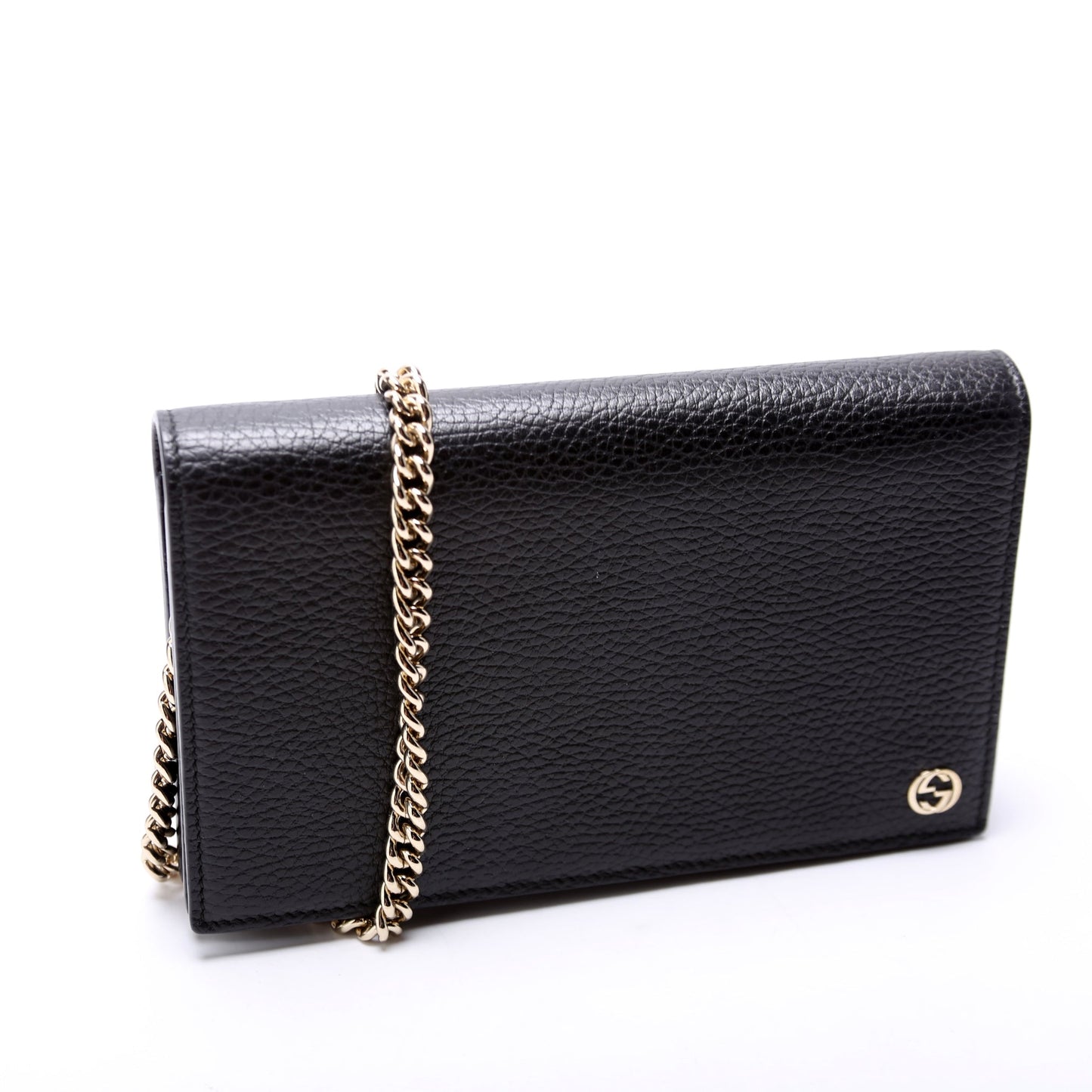 Gucci 466506 Interlocking GG Chain Wallet Black Bag