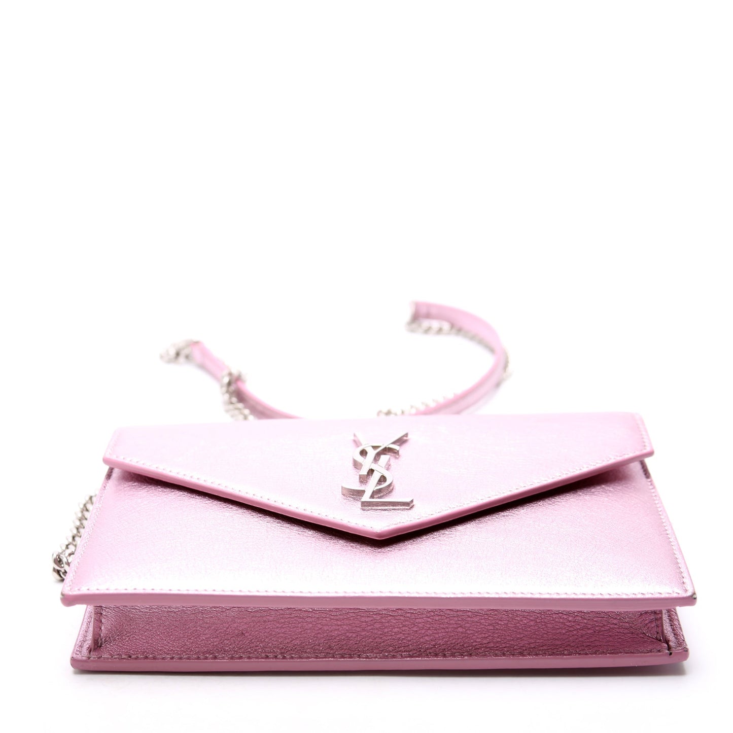 Saint Laurent Envelope Chain Wallet Metallic Calfskin 402031 Purple Bag