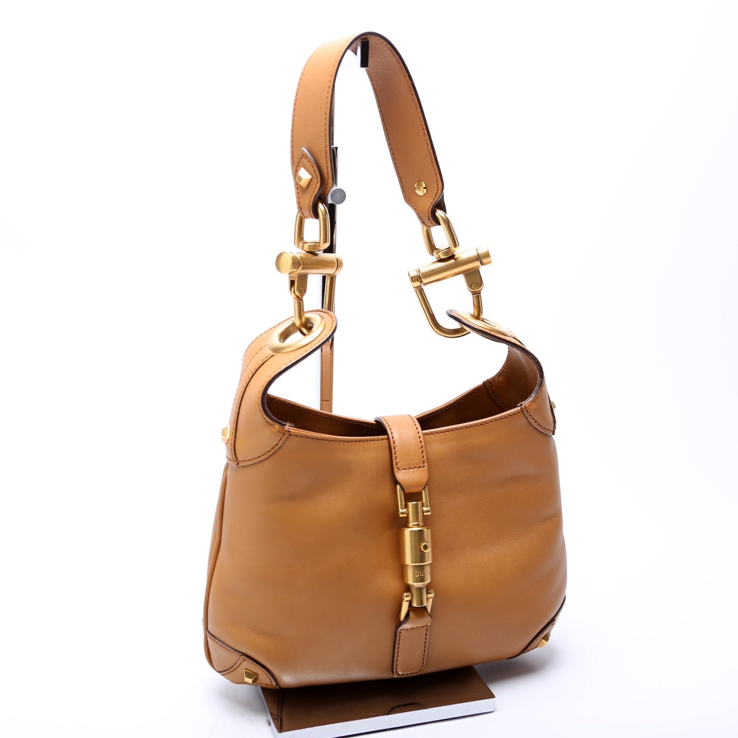 Gucci 120885 Leather Jackie O Small Shoulder Vintage Tan Bag