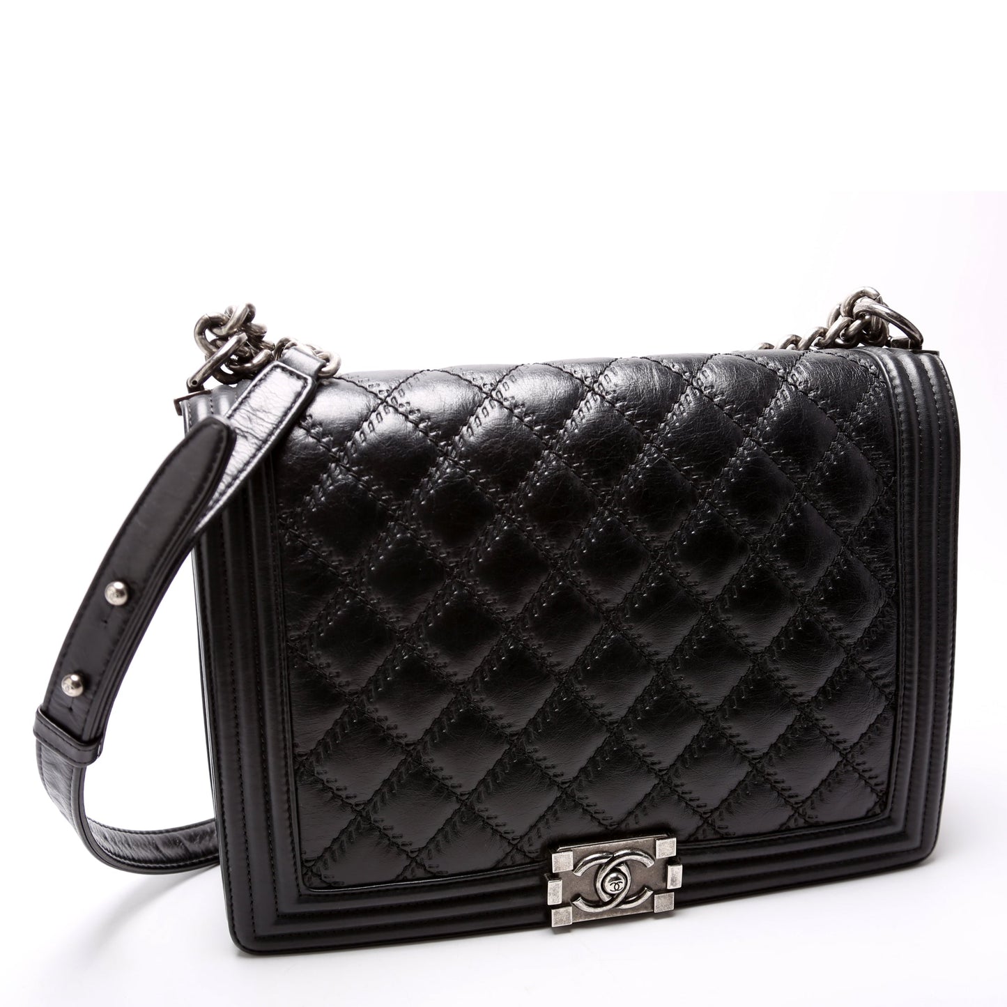 Chanel Boy Flap Large Double Stitch Lambskin 16-20m Bag