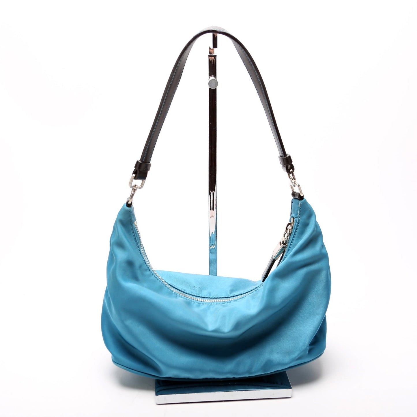 Prada BR1267 Tessuto Nylon Sirio Mini Hobo Blue Bag