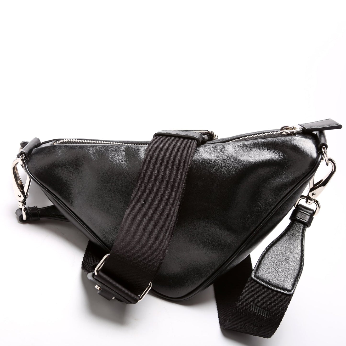 Prada Triangle Logo Leather Shoulder Black Bag