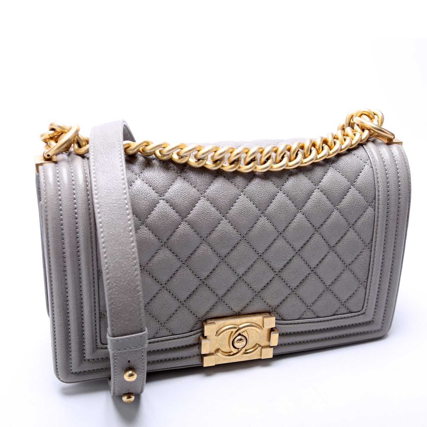 Chanel Boy Flap Medium Old Caviar 25-28M Grey Bag