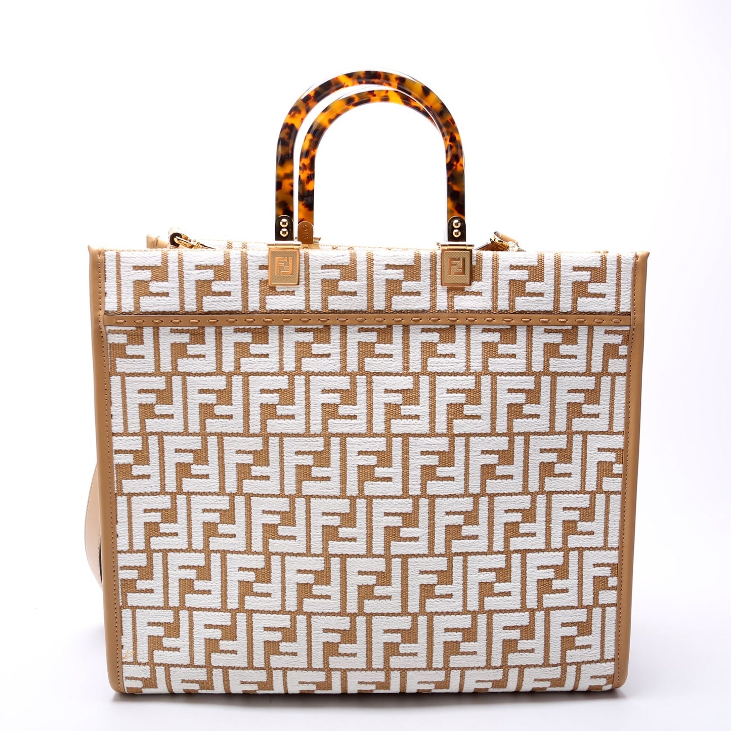 Fendi Sunshine Shopper Medium Raffia Brown Bag