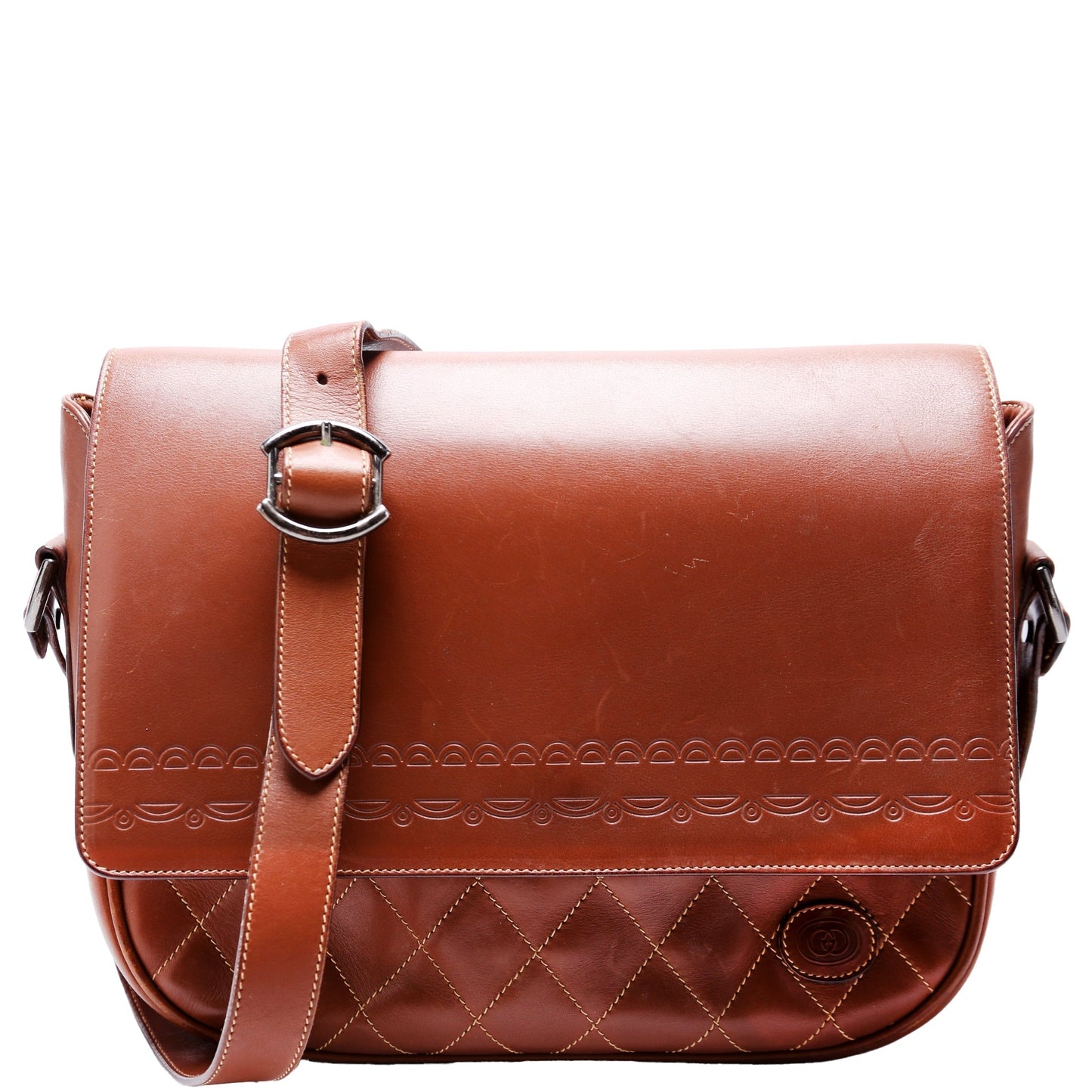 Gucci 001-46 Vintage Leather Shoulder Brown Bag