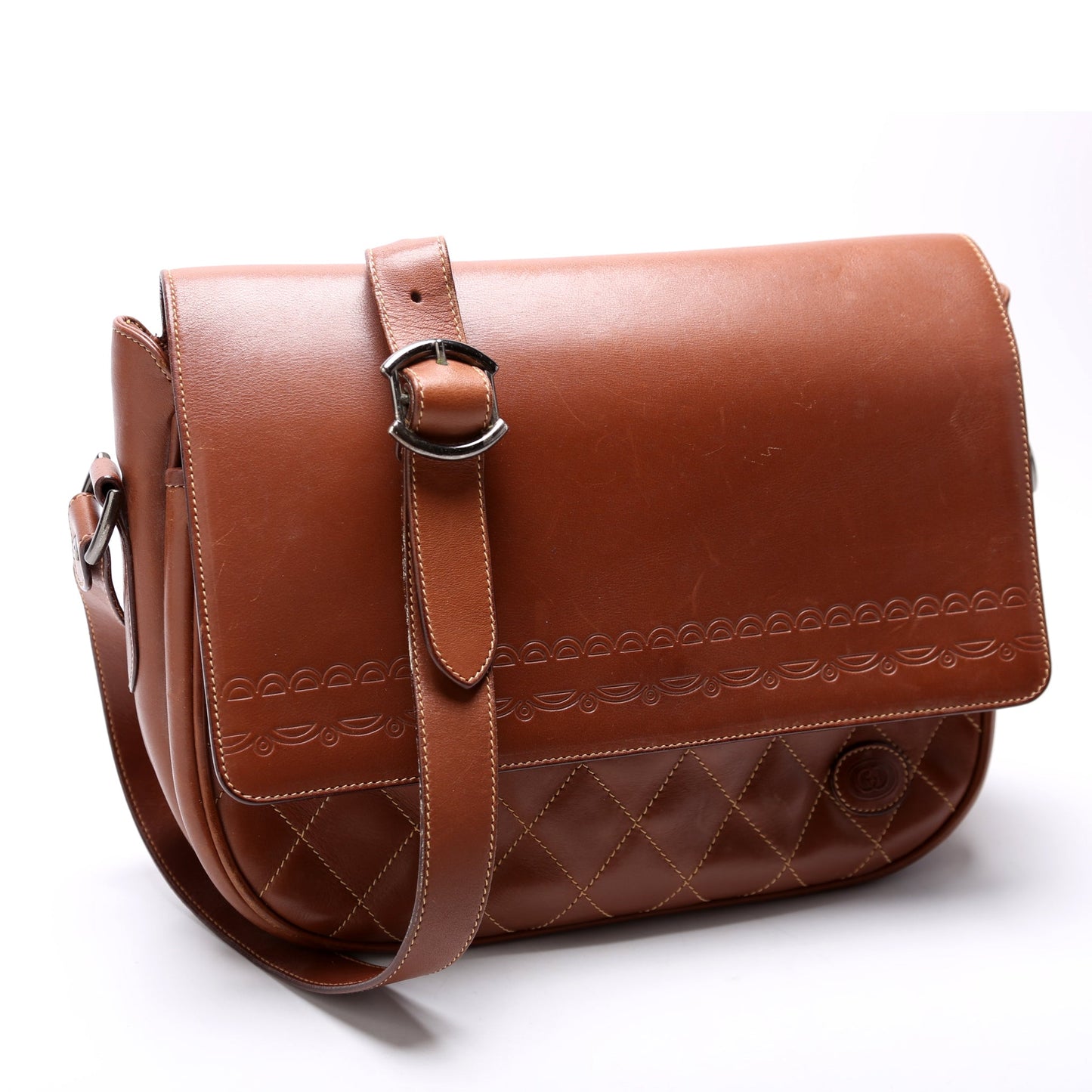 Gucci 001-46 Vintage Leather Shoulder Brown Bag