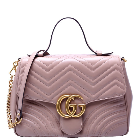 Gucci 498109 Marmont Top Handle Medium Tan Bag