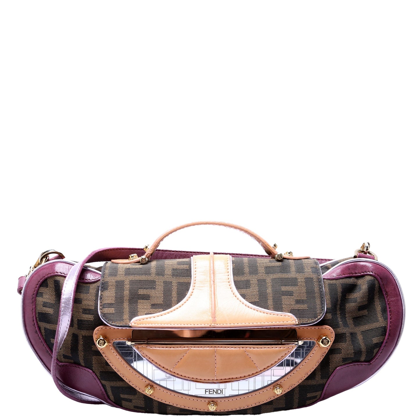 Fendi 8BN133 FF Zucca Vanity Clutch Brown/Plum Bag