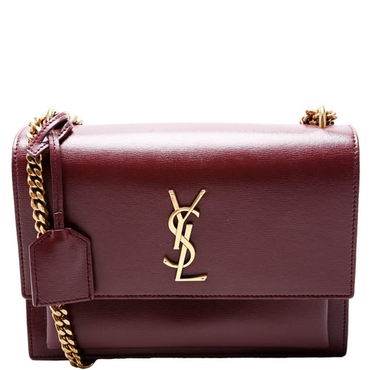 Saint Laurent Sunset Medium Smooth Leather 442906 Burgundy Bag