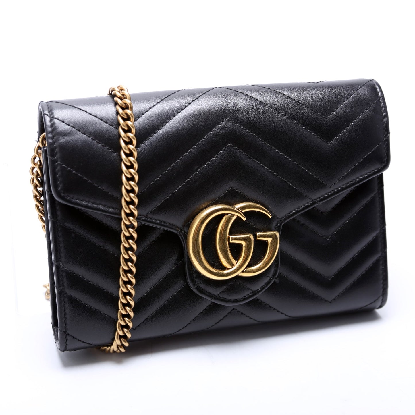 Gucci 474575 Marmont Chain Wallet Black Bag