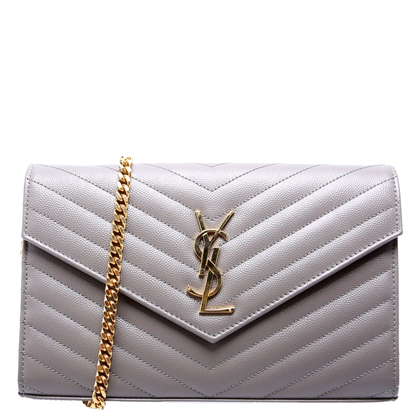 Saint Laurent Grain De Chain Wallet Grey Bag