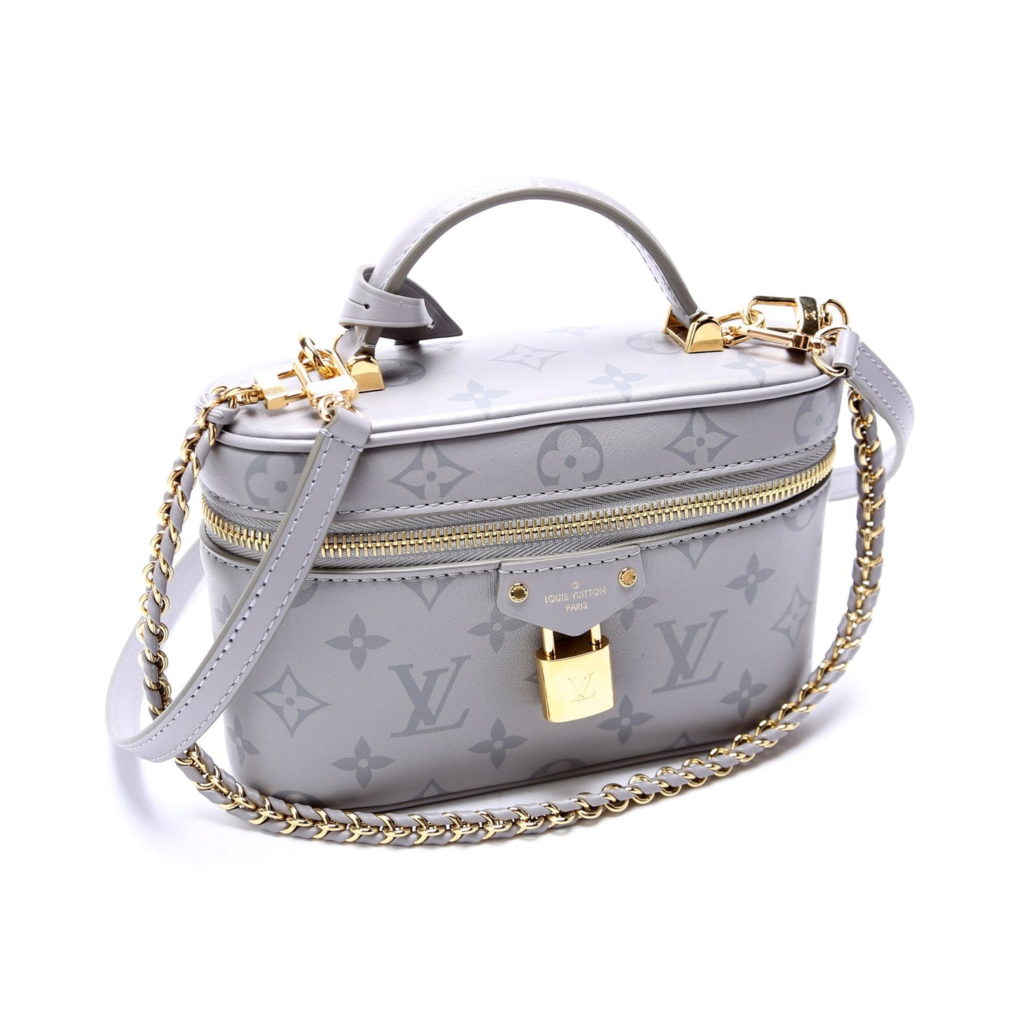 Louis Vuitton Vanity Chain Pouch Calfskin Monogram Grey