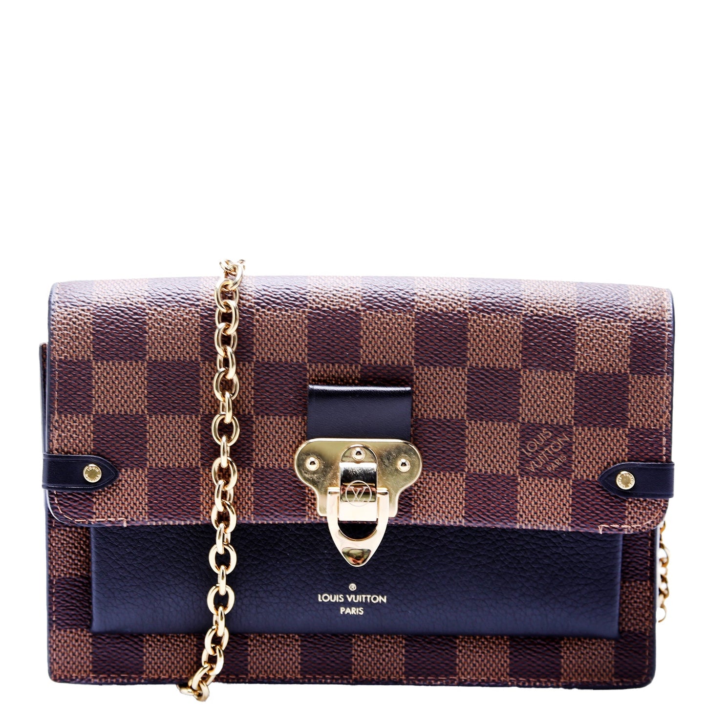Louis Vuitton Vavin Chain Wallet Damier Ebene Black