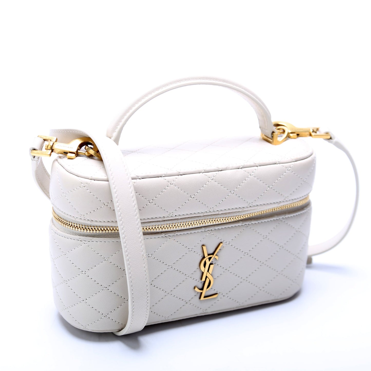 Saint Laurent Gaby Vanity Quilted Lambskin Cream Bag