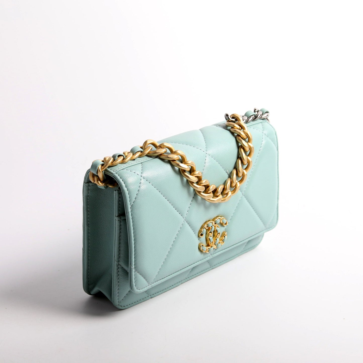 Chanel 19 WOC Quilted Lambskin 29M Blue Bag
