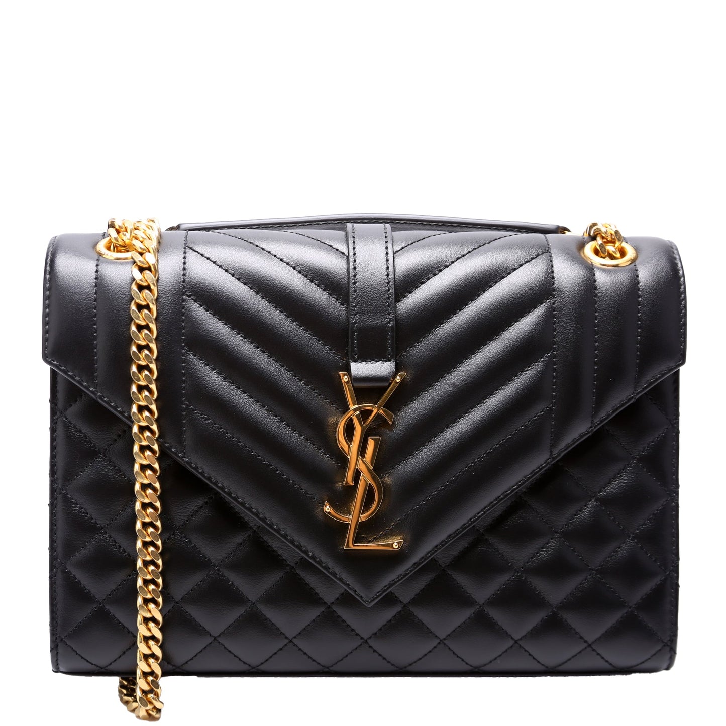 Saint Laurent Envelope Medium Tri-Quilt Black Bag