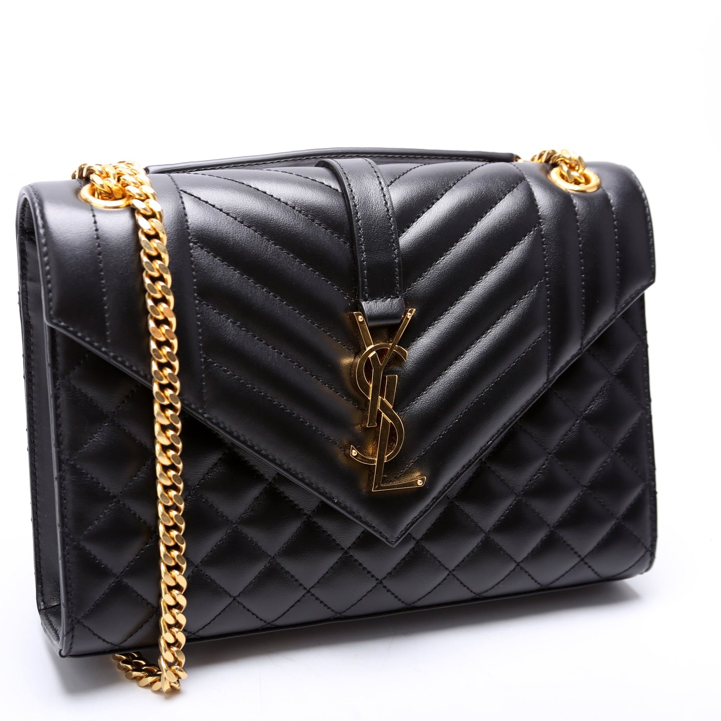 Saint Laurent Envelope Medium Tri-Quilt Black Bag