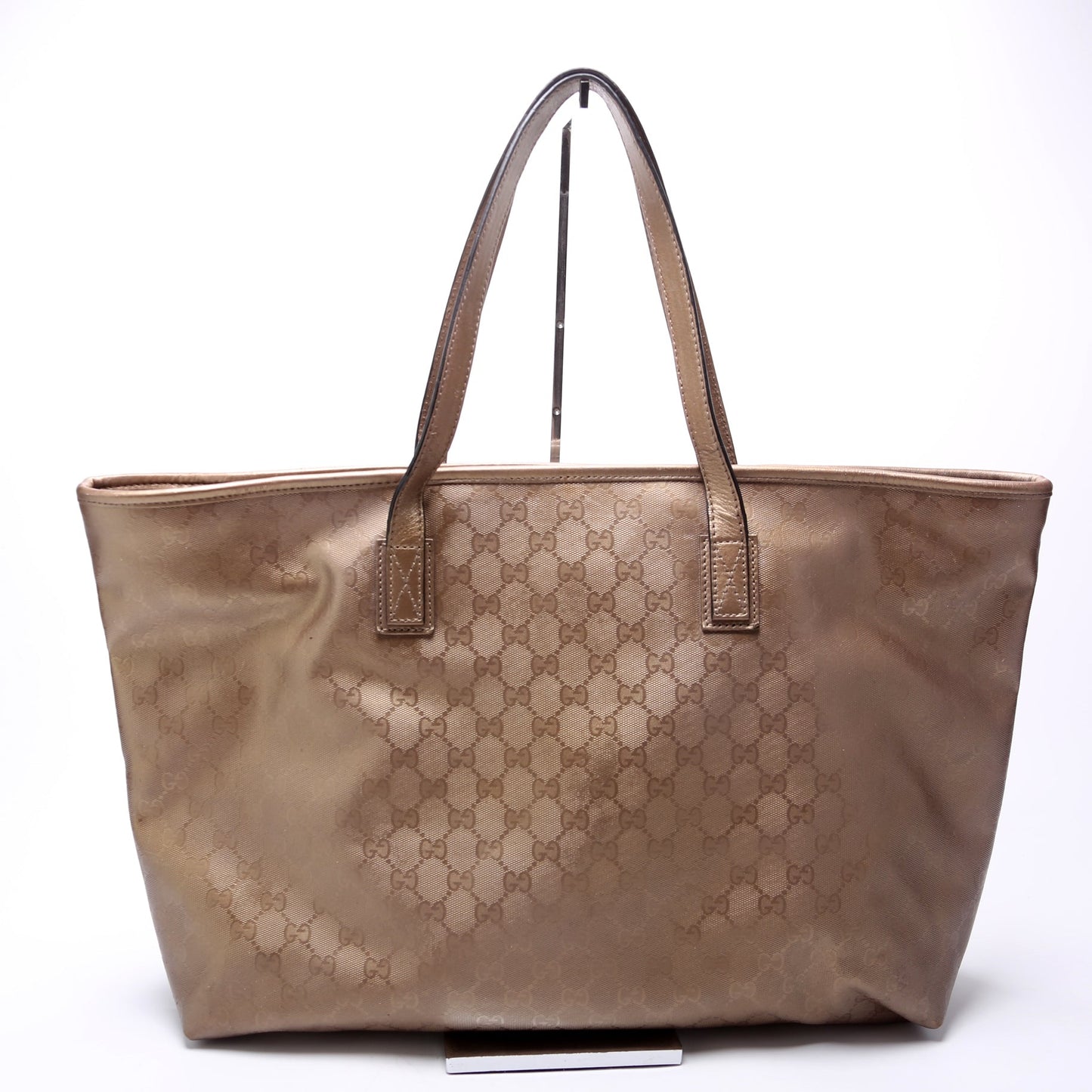 Gucci 211137 GG Imprime Medium Zip Tote Bronze Bag