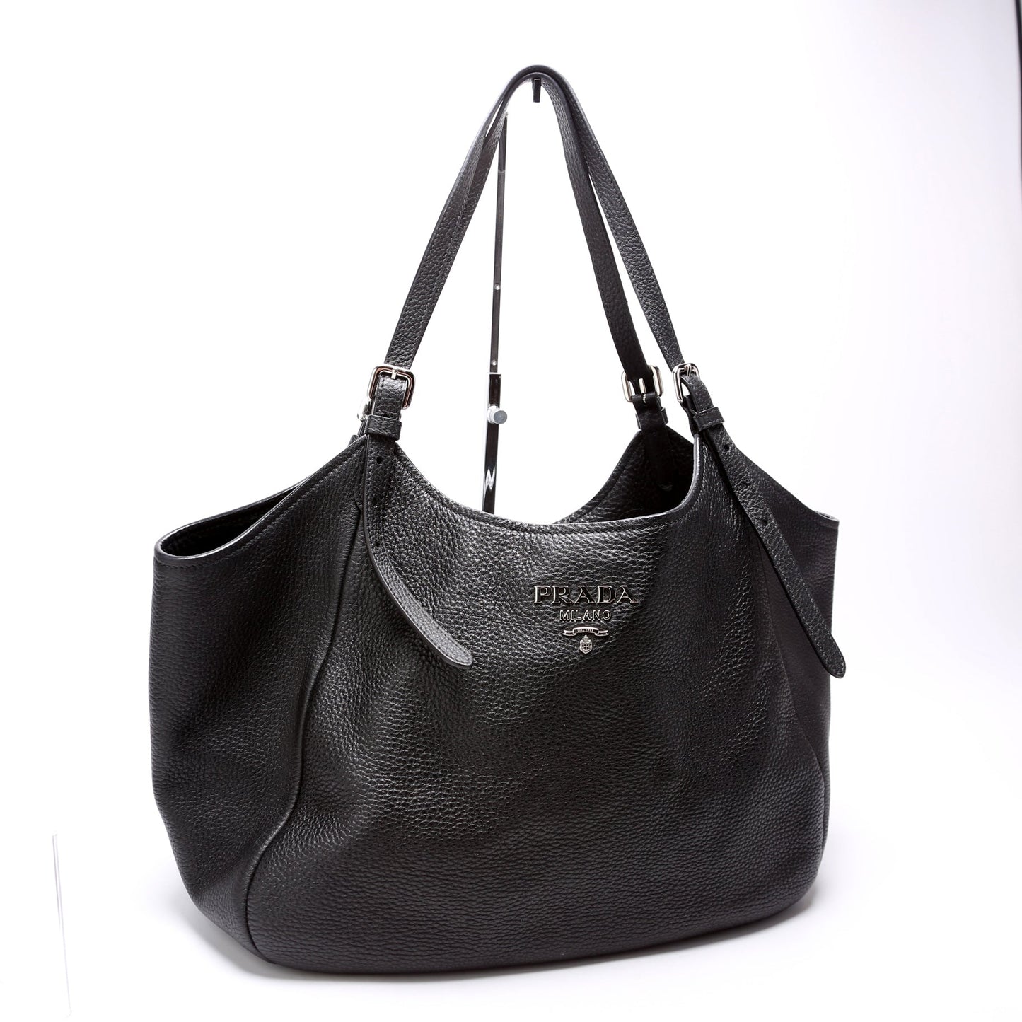 Prada Vitello Daino Leather Shoulder Black Bag