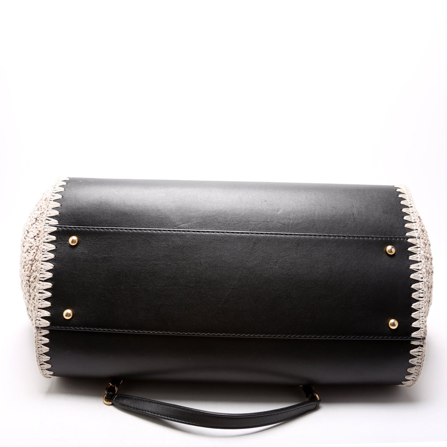 Chanel Deauville Calfskin/Crochet Tote Medium Black Bag