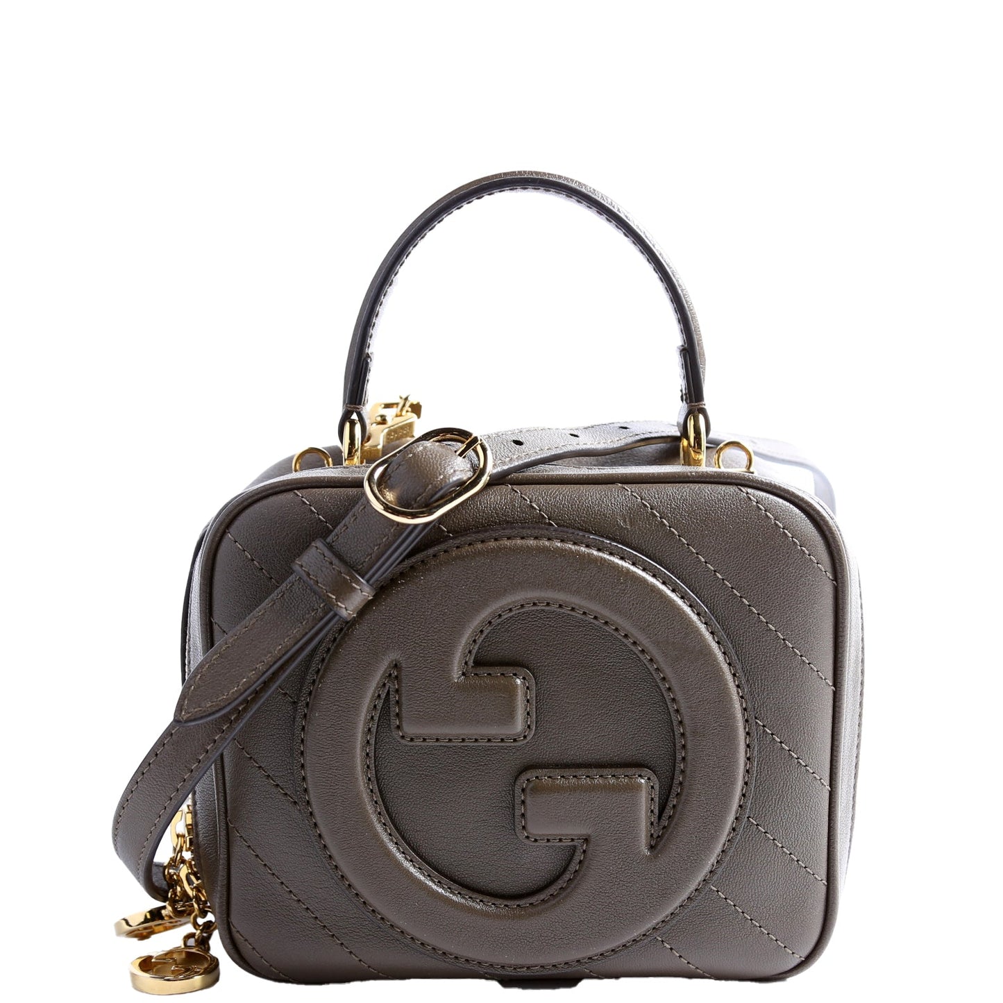 Gucci 744434 Blondie Leather Top Handle Khaki Bag