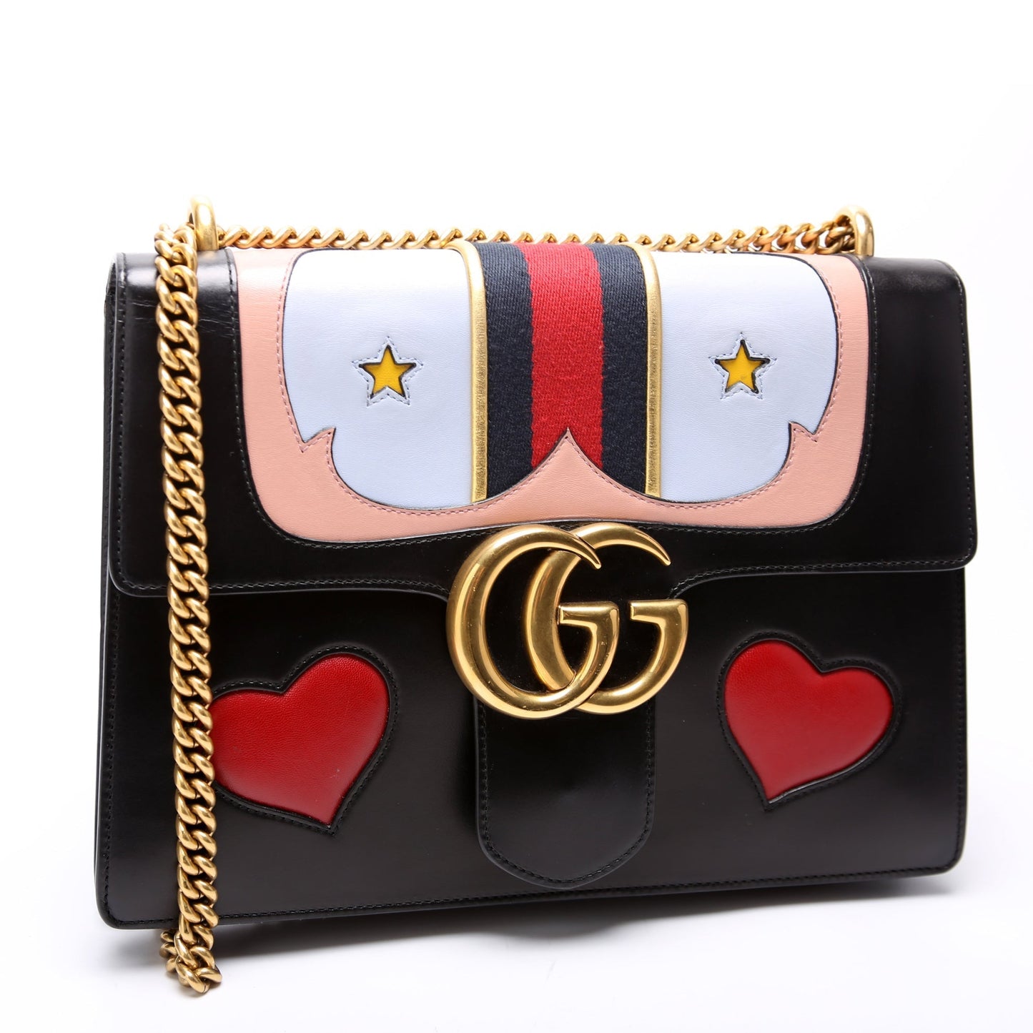 Gucci 431382 Marmont Web Heart Medium Bag