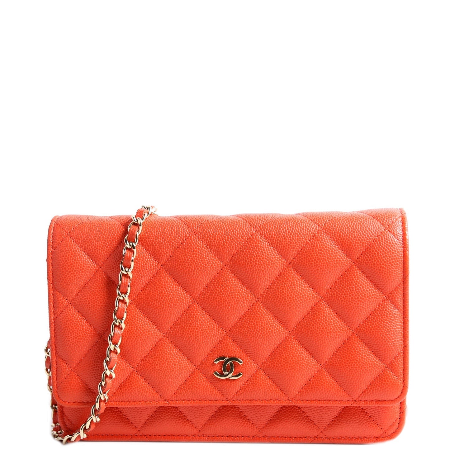 Chanel WOC Classic Quilted Caviar Orange Bag