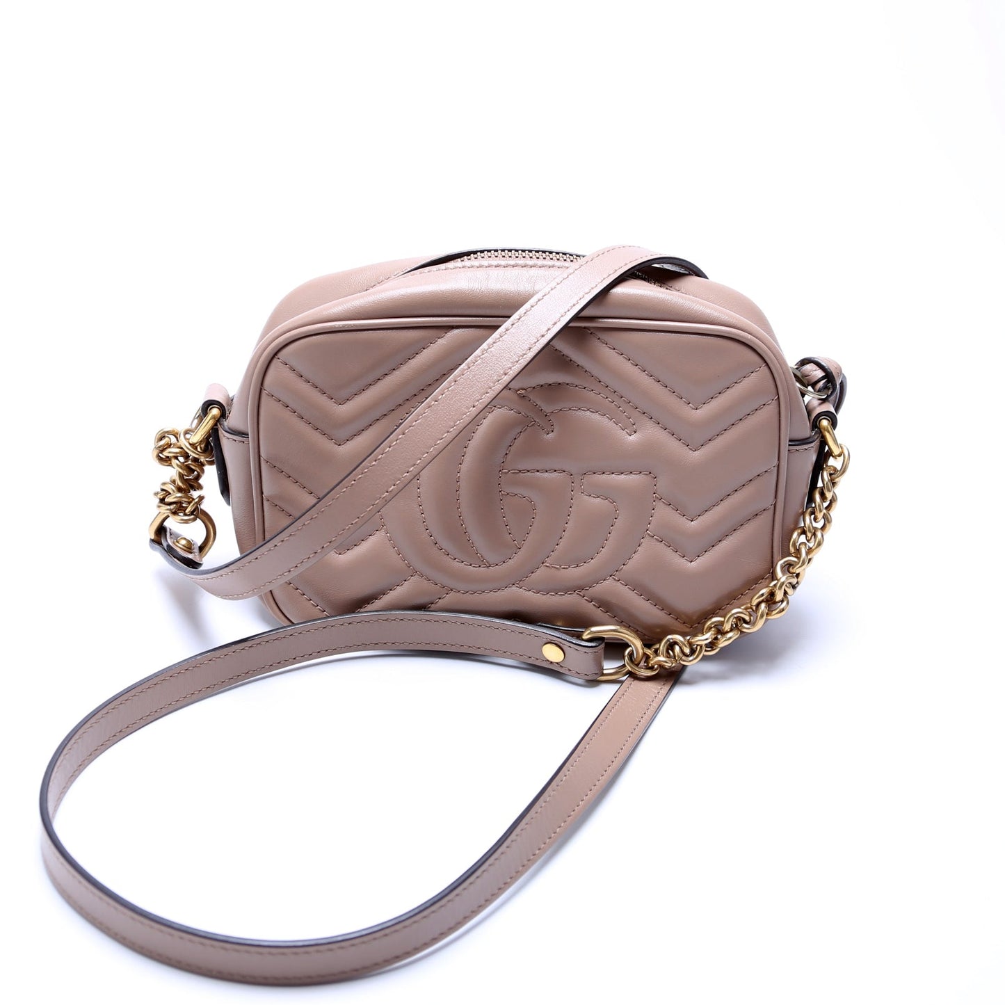 Gucci 448065 Marmont Mini Camera Tan Bag