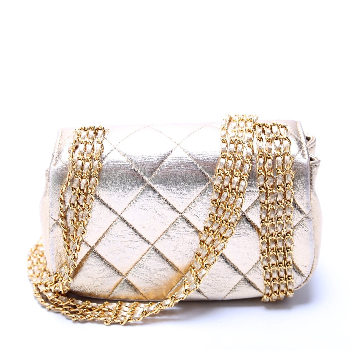 Chanel Multi Chain Flap Metallic Lambskin 3M Gold Bag