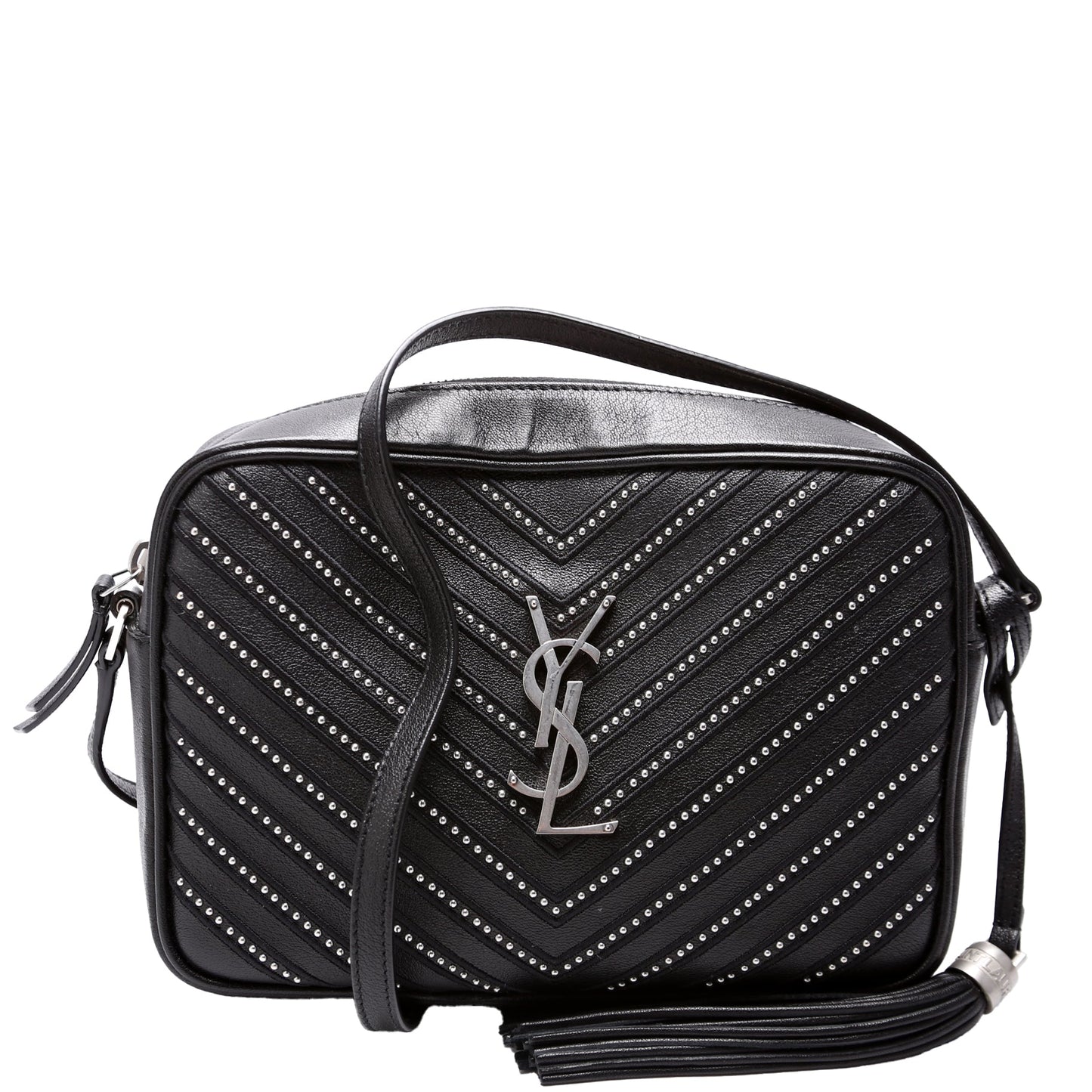 Saint Laurent Lou Camera Studded Calfskin 612544 Black Bag