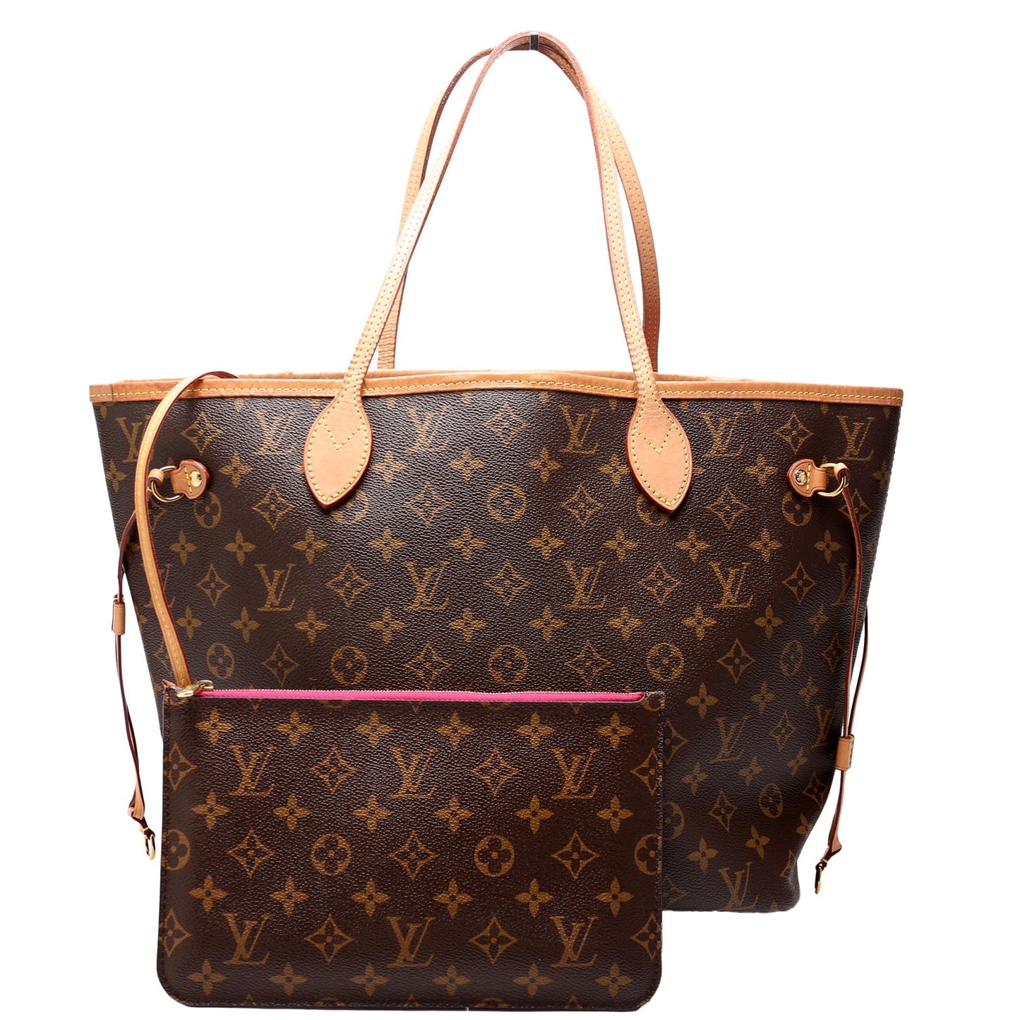 Louis Vuitton Neverfull W/Wallet MM Monogram Pink