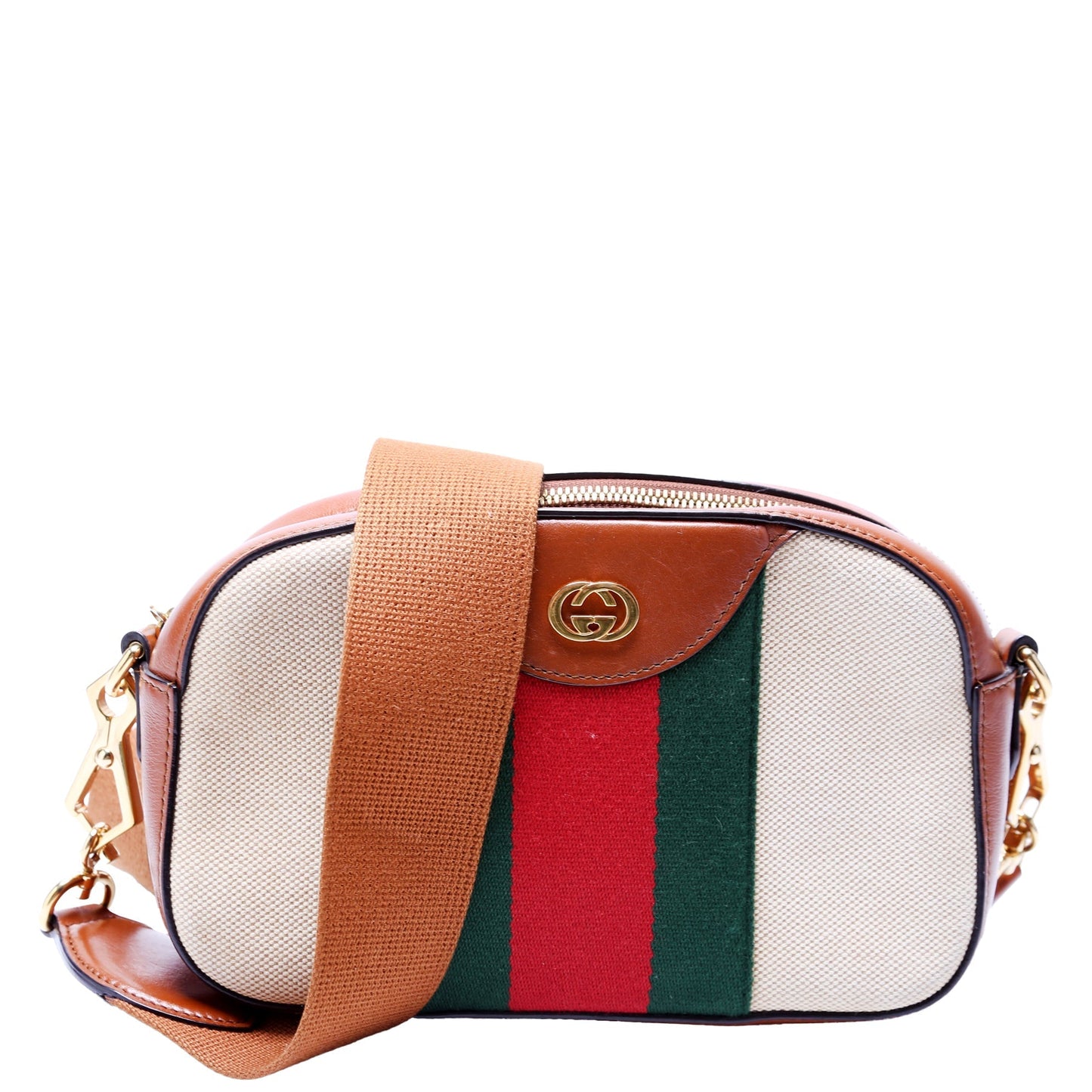 Gucci 575073 Vintage Web Canvas Brown Bag