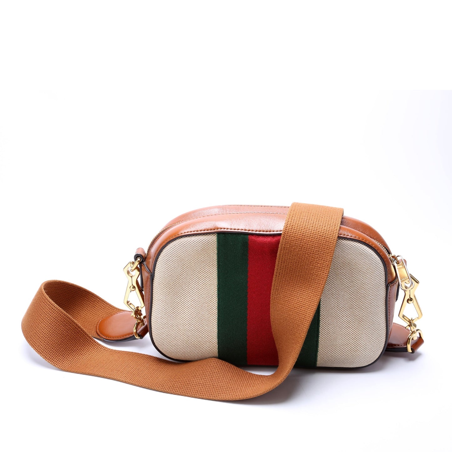 Gucci 575073 Vintage Web Canvas Brown Bag