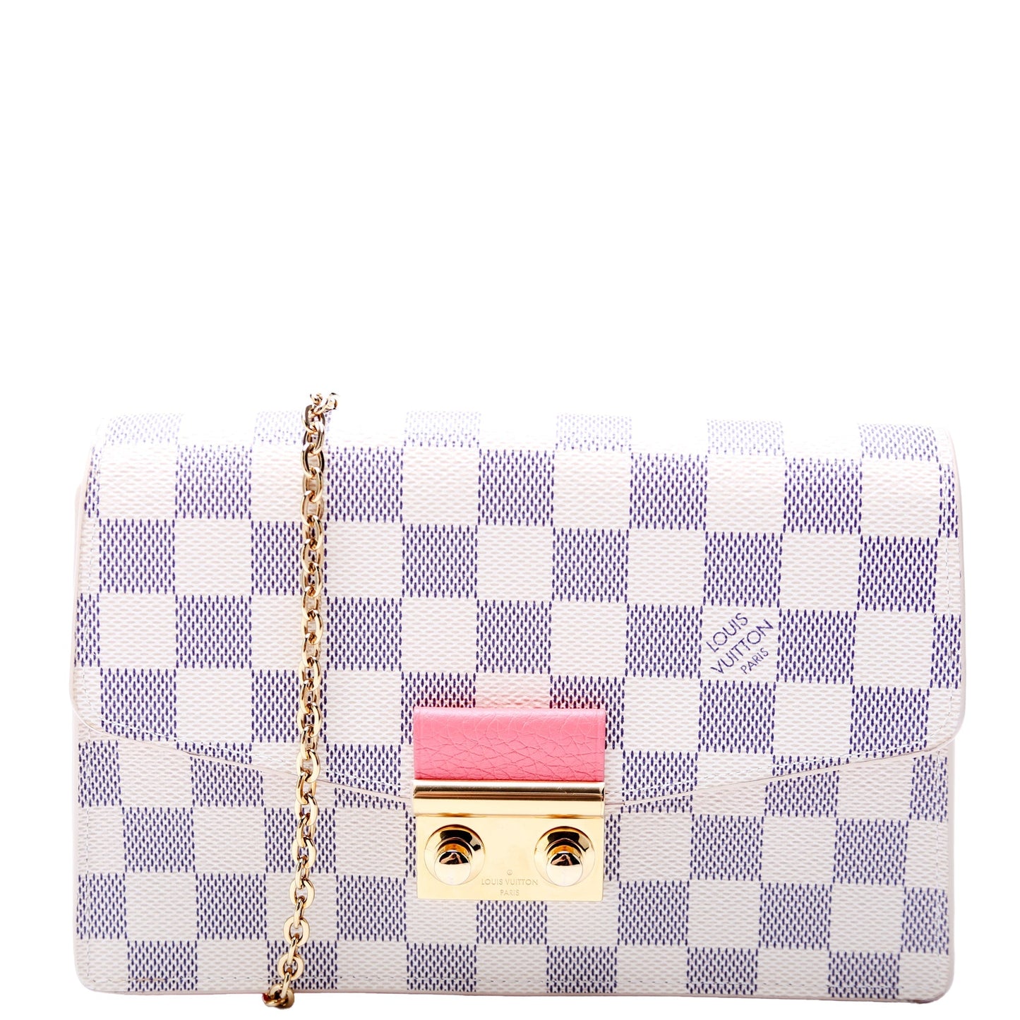 Louis Vuitton Croisette Chain Wallet NM Damier Azur Salmon