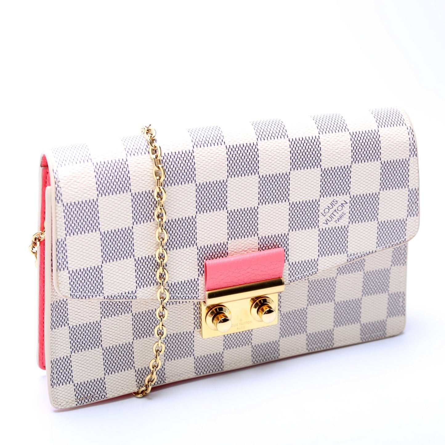 Louis Vuitton Croisette Chain Wallet NM Damier Azur Salmon