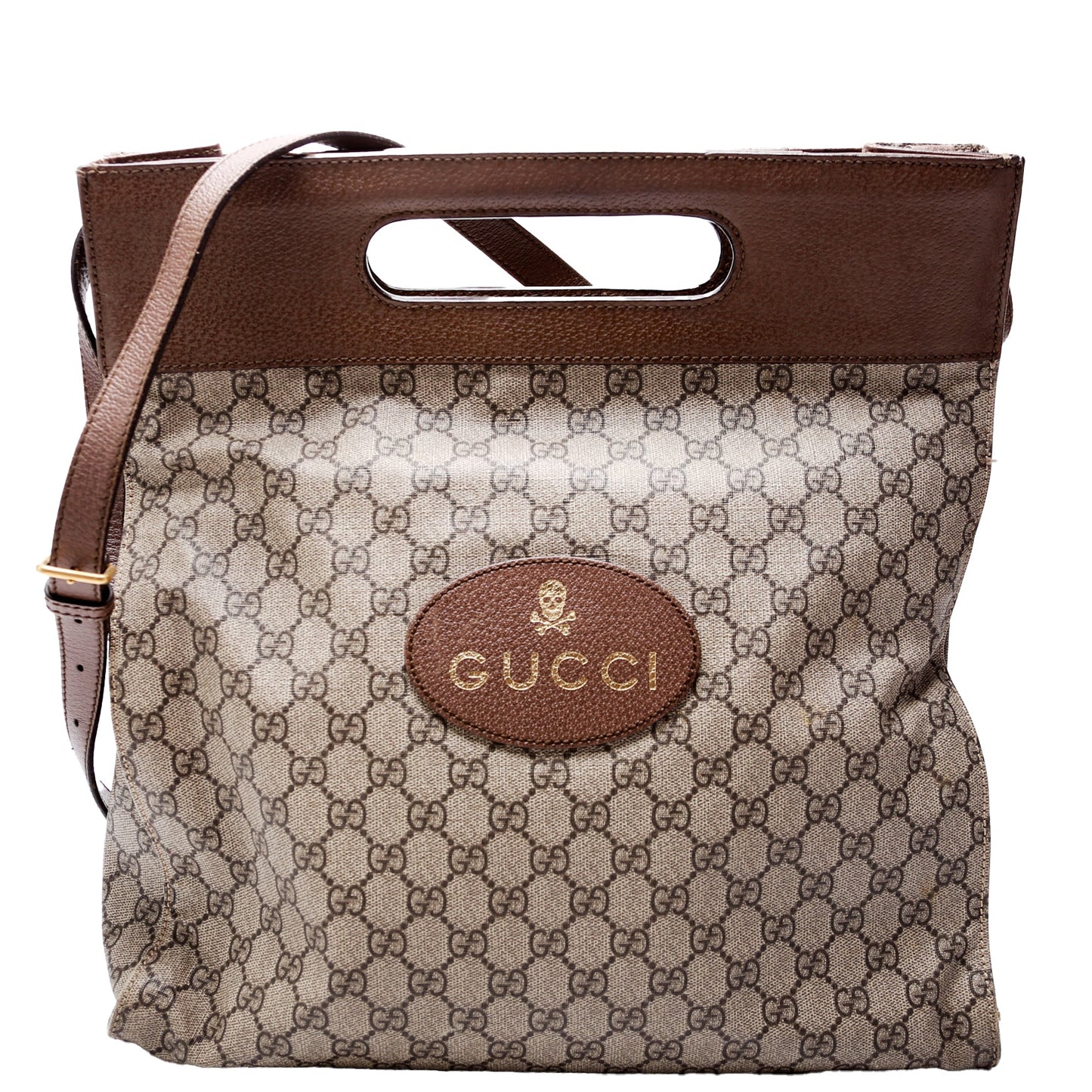 Gucci 463491 GG Supreme Slip Handle Vertical Tote Brown Bag