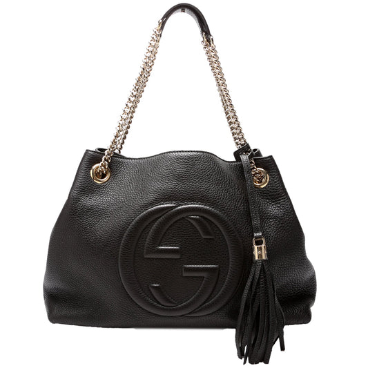 Gucci 536196 Soho Chain Tote Newer Black Bag