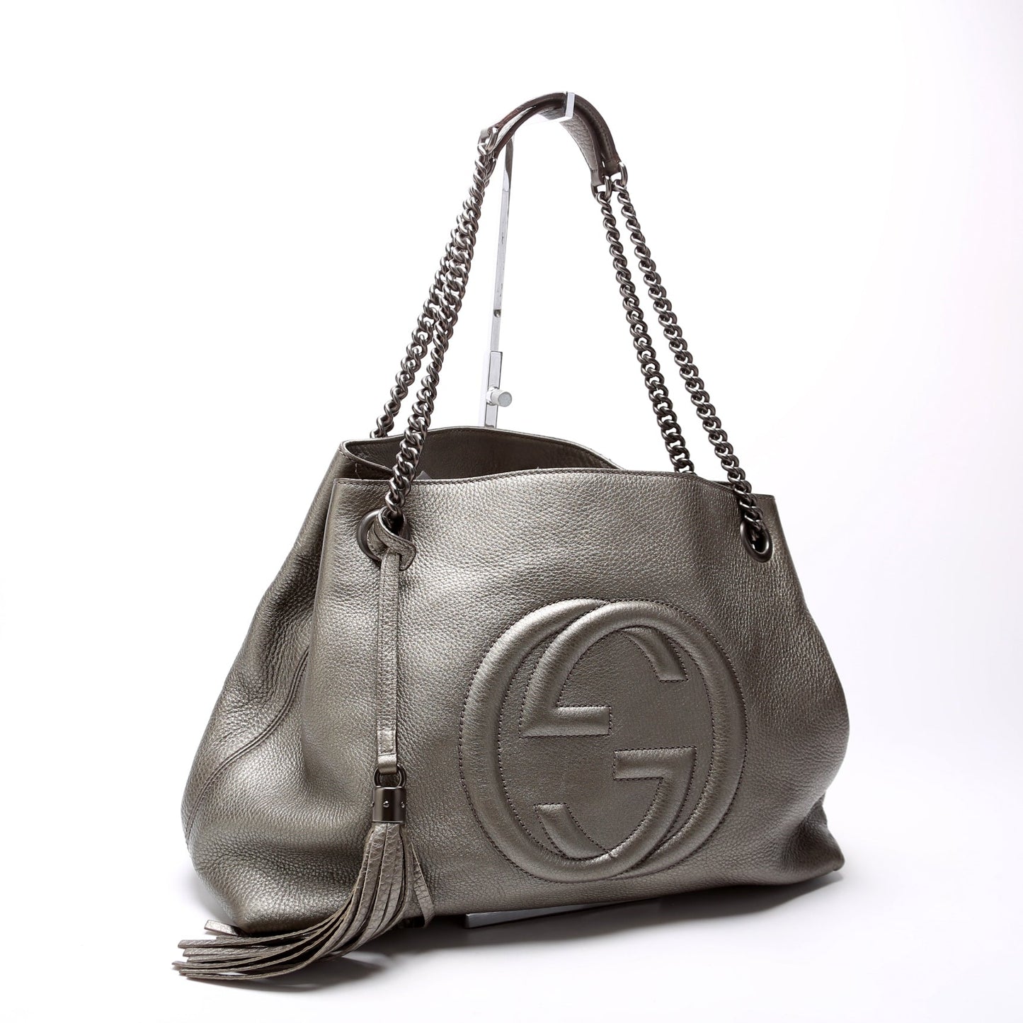 Gucci 308982 Soho Leather Shoulder Medium Grey Bag