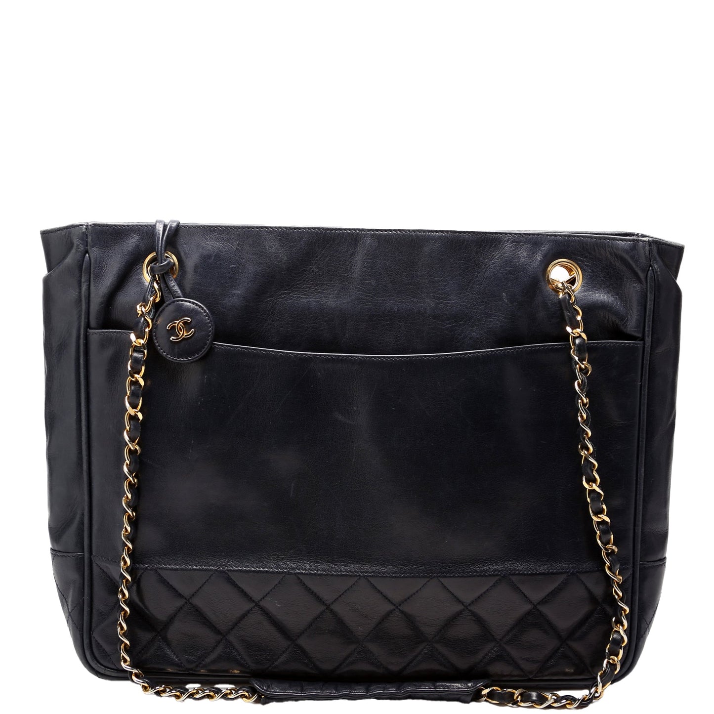 Chanel Vintage Shoulder Lambskin Navy Bag